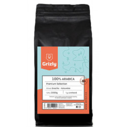 GRIZLY Pražená zrnková káva 100% Arabica Premium Selection 1000 g