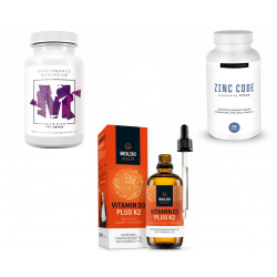Vánoční balíček pro zdraví (Woldohealth vitamín D3 + K2, SportCode Zinc Code a Performance Magnesium)