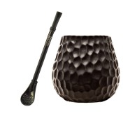 Set kalabasa + bombilla (černá keramická 350 ml + Gringo black 15,5 cm)