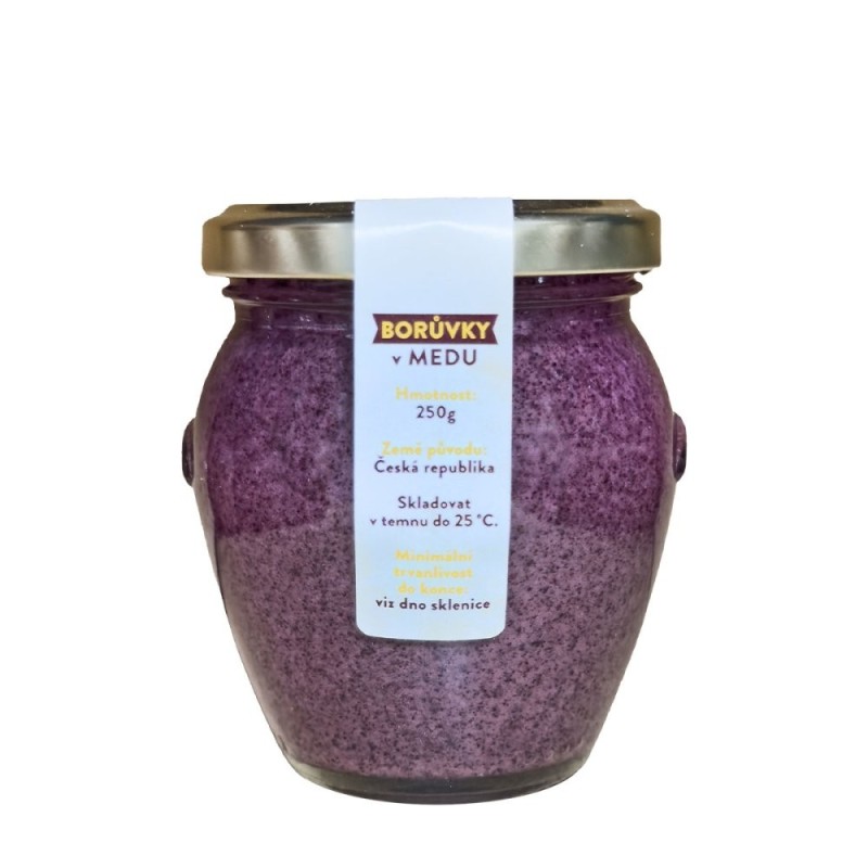Borůvky v medu (250 g) Včelařství Kvasnička