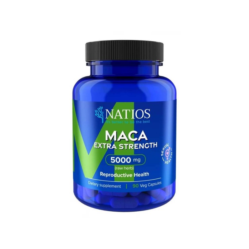 NATIOS Maca Extract, 5000 mg, Extra Strength, 90 veganských kapslí