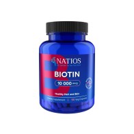 NATIOS Biotin, 10 000 mcg, Extra Strength, 90 veganských kapslí