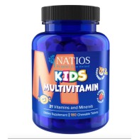 NATIOS Kids Multivitamin, 21 vitamínů a minerálů (180 jahodových cucacích tabletek)