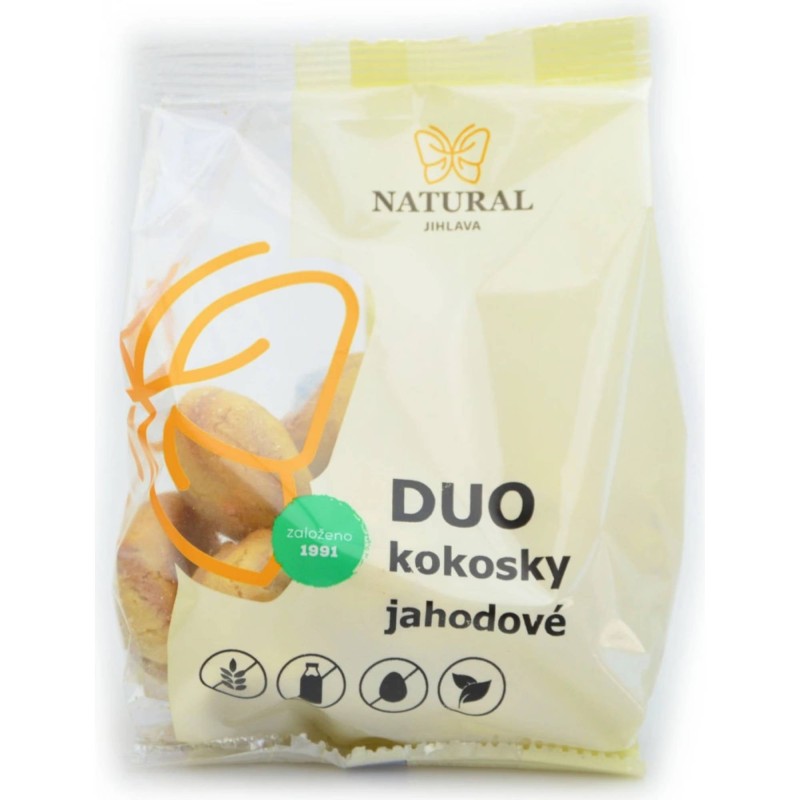 Sušenky DUO kokosky jahodové bez lepku, vajec a mléka - Natural Jihlava (150 g)