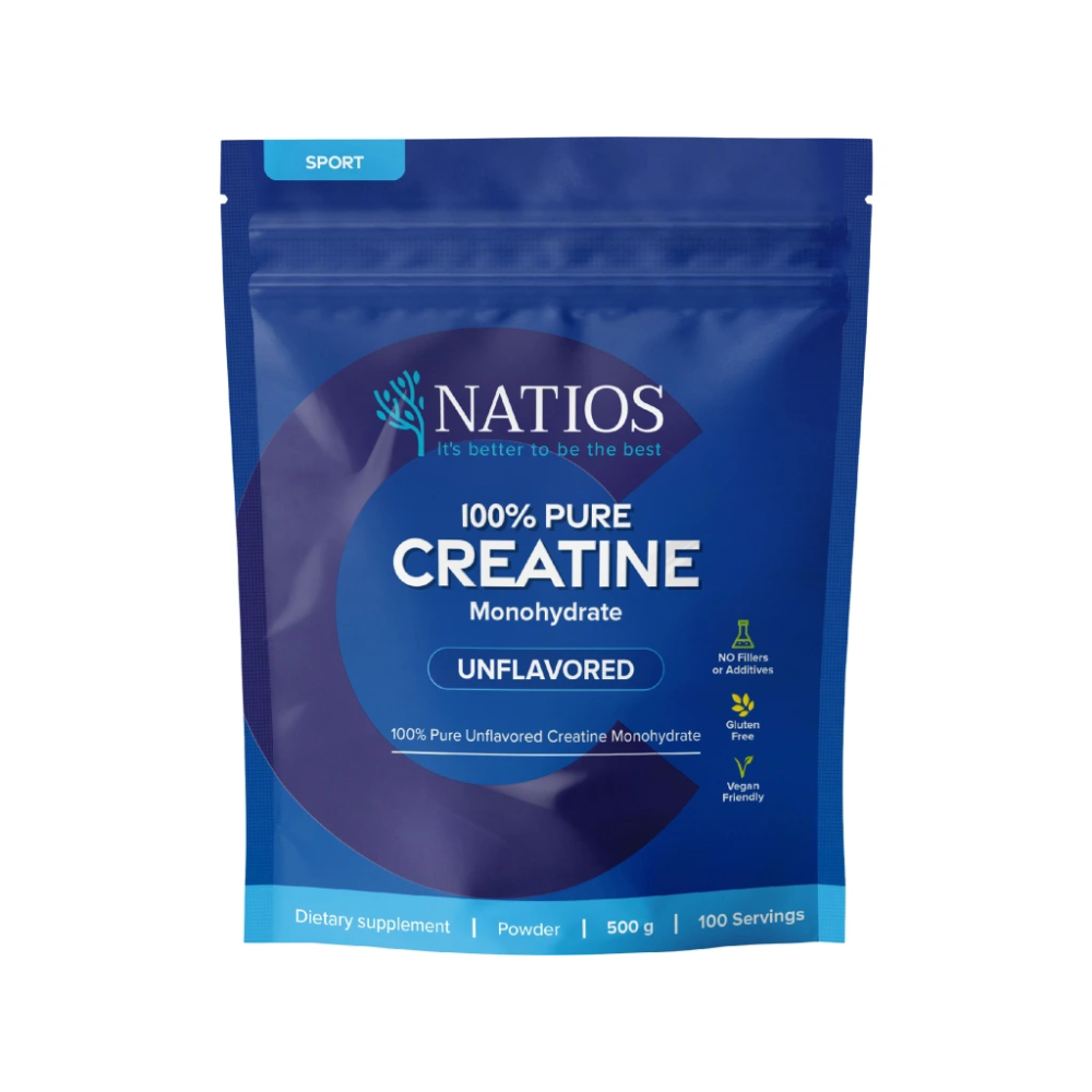 NATIOS Creatine Monohydrate, Kreatin Monohydrát, Neochucený, 500g (Kreatin)