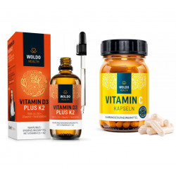 Dárkový balíček pro zdraví a imunitu (Woldohealth vitamín D3 + K2 a vitamín C)